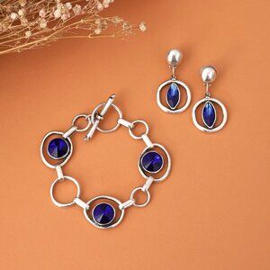 Bohemian Style Silver Bracelet and Earrings Set